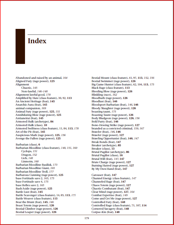 Echelon Reference Series: Barbarian Index